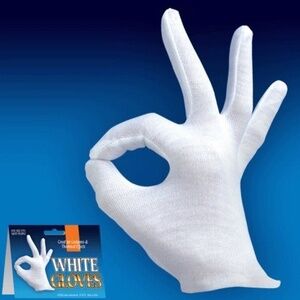 1 Pair White Costume Gloves (Wrist) Halloween